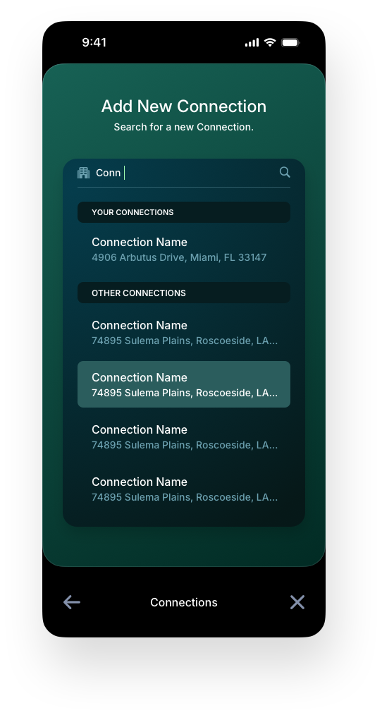 Fintech Mobile UI/UX Design - Connections Live Search - Web App by The Skins Factory