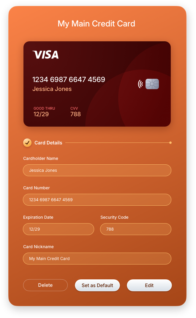 Fintech UI/UX Design - Wallet - Credit Card Information - Viewable Only - Web App by The Skins Factory