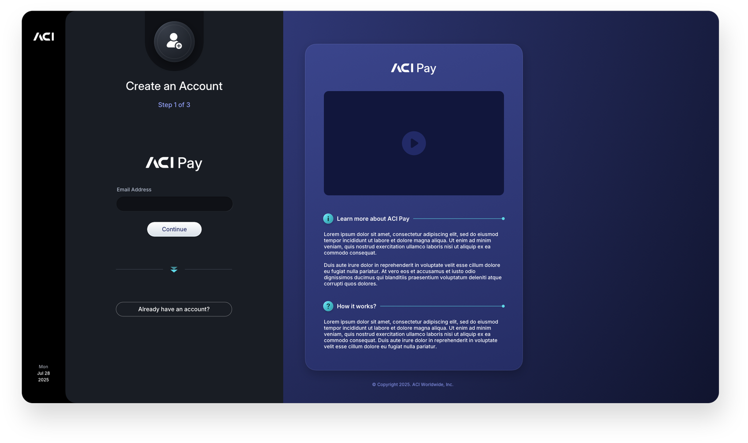 Fintech UI/UX Design - Create an Account - Step 1 - Web App by The Skins Factory