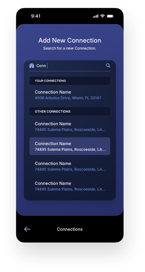 Fintech Mobile UI/UX Design - Create an Account Connection Live Search Screen - Mobile Web App by The Skins Factory