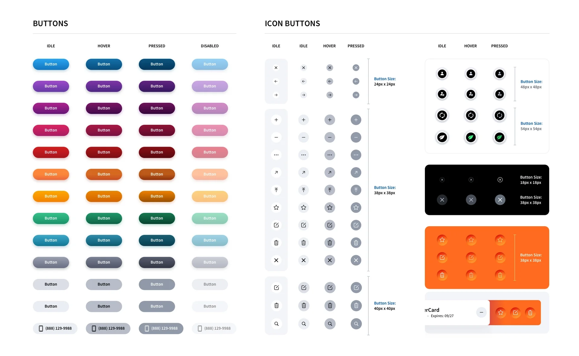 Design System Buttons and States Sample Image in Light Mode