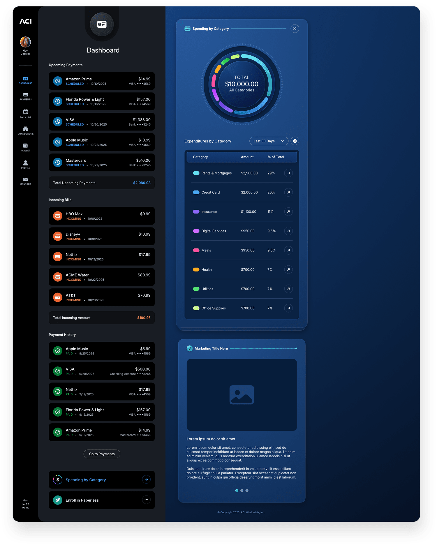 Fintech UI/UX Design - Dashboard Screen 2 - Web App by The Skins Factory