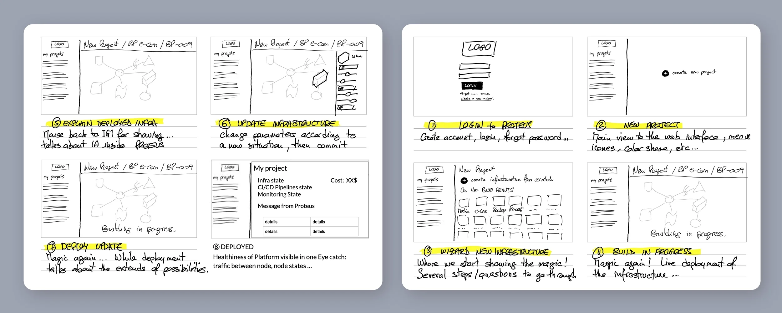 Client-supplied hand-drawn scope of work sketches, page one