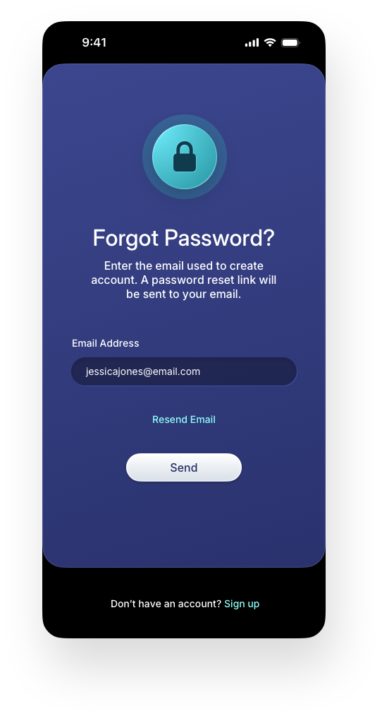 Fintech Mobile UI/UX Design - Forgot Password Recovery Screen - Mobile Web App by The Skins Factory