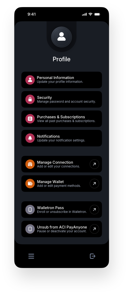 Fintech Mobile UI/UX Design - Profile Main Screen - Web App by The Skins Factory