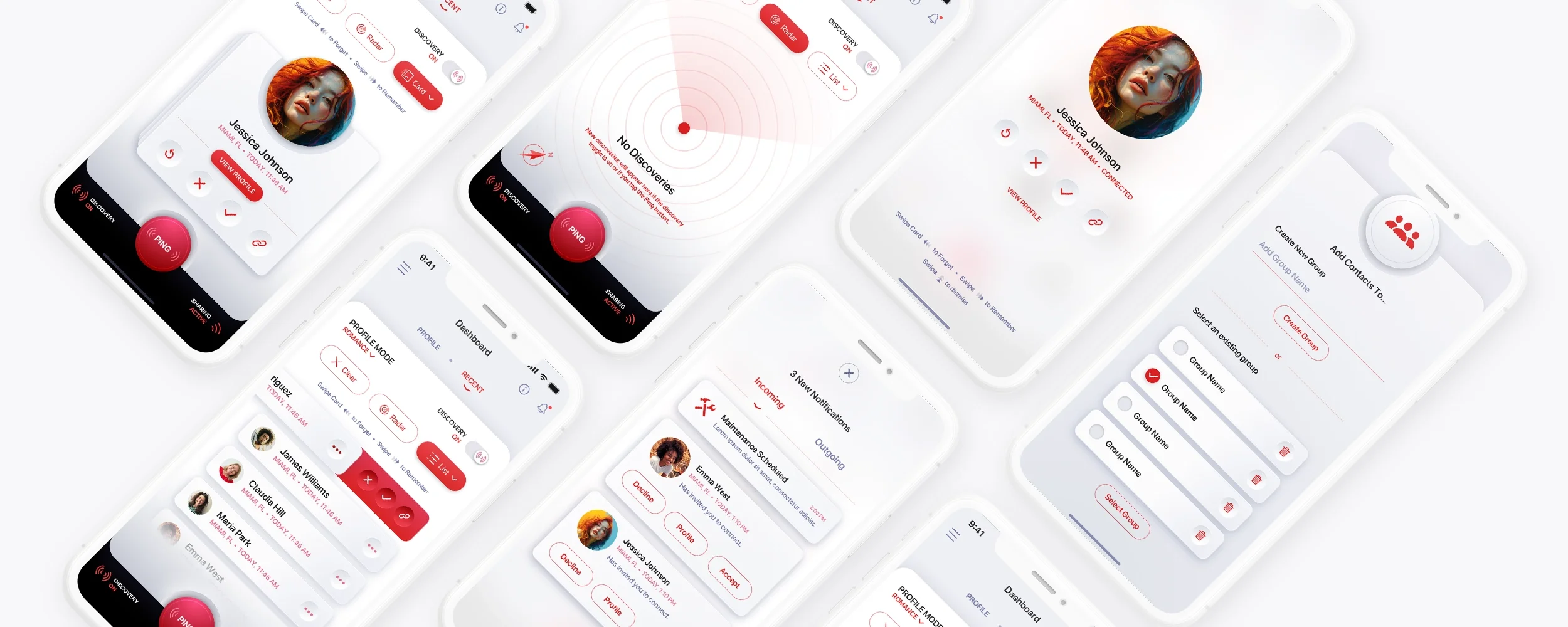 Recognize Me - Light Mode - Mobile App UI UX Design - Crimson Red