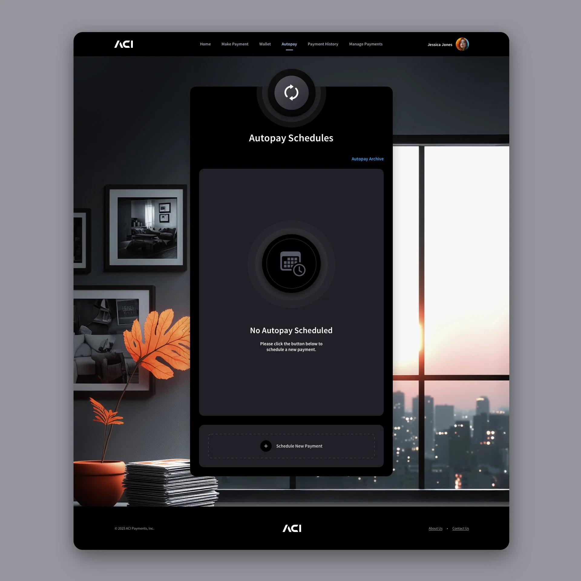 Fintech UI Design - Biller Web App - Autopay Screen  Dark Mode