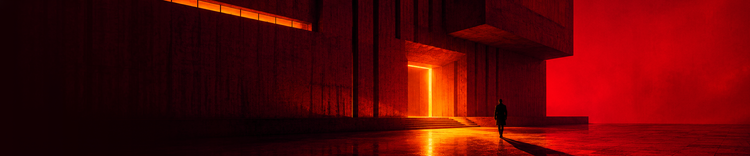 Red brutalist architectural scene illustrating UX audit deliverables