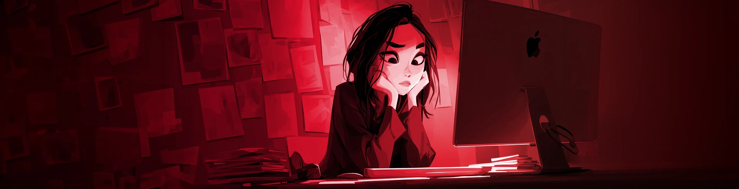 UX Designer illustration sitting at her computer