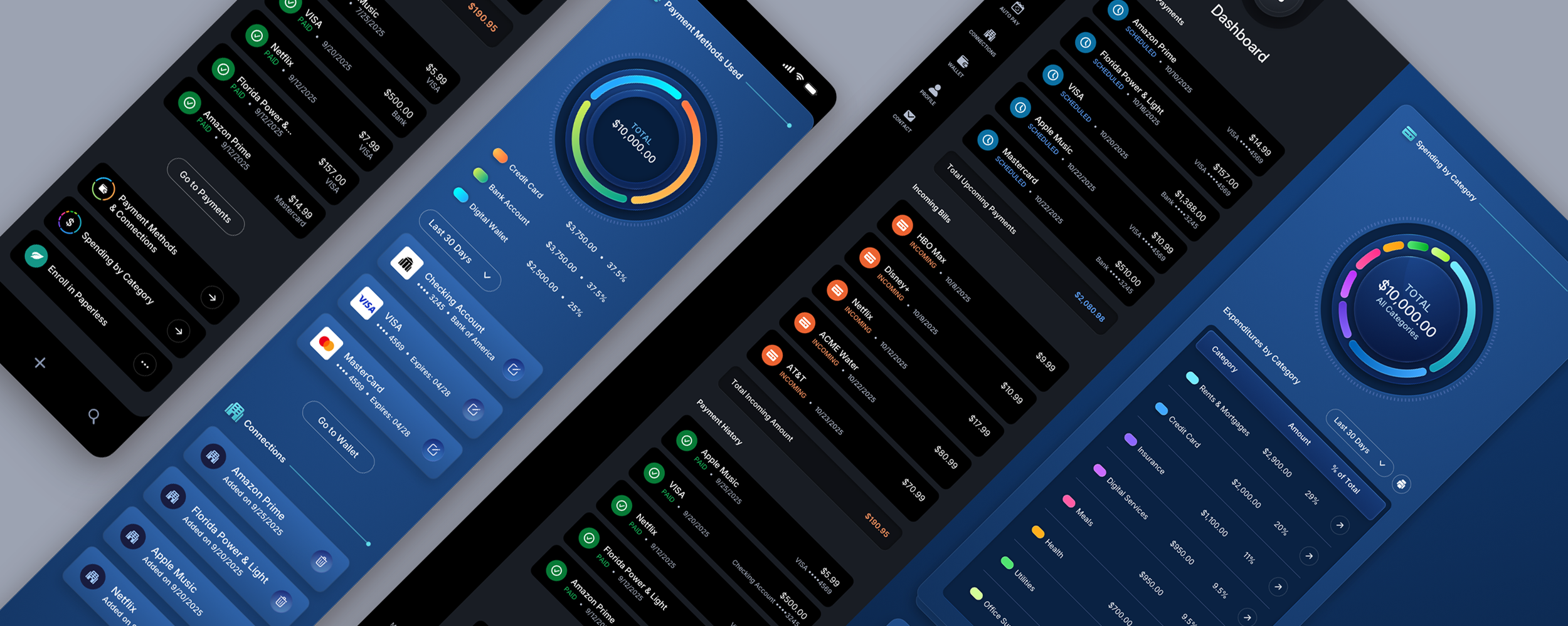 ACI Pay consumer payments platform dashboard UI UX design by The Skins Factory