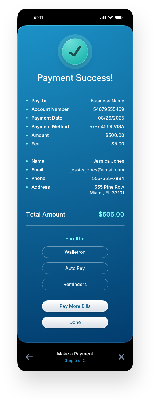 Fintech Mobile UI/UX Design - Step 5 Confirmation - Web App by The Skins Factory