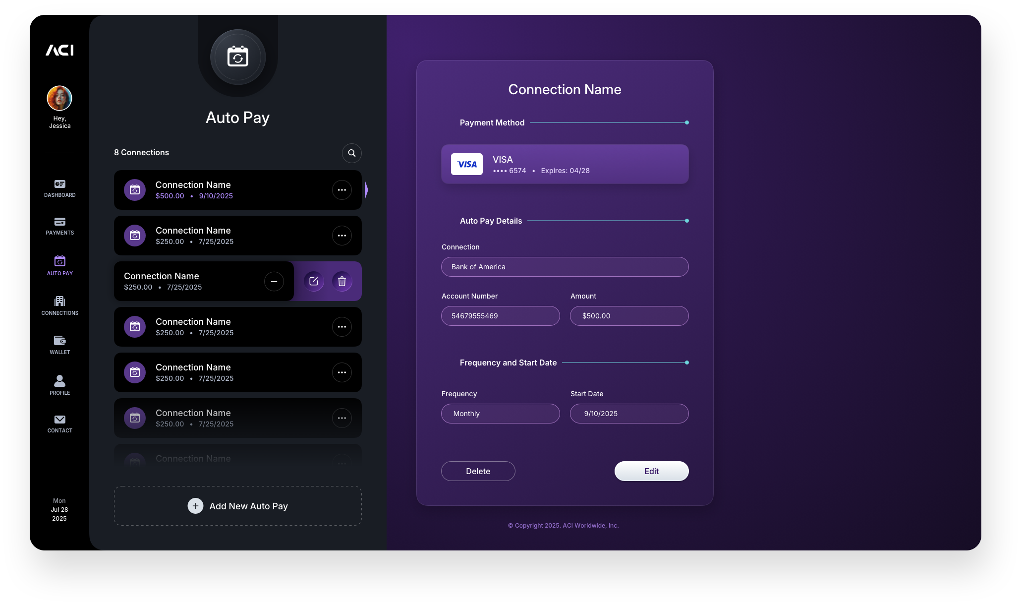 Fintech UI/UX Design - AutoPay - Row Functionality Reveal Actions - Web App by The Skins Factory