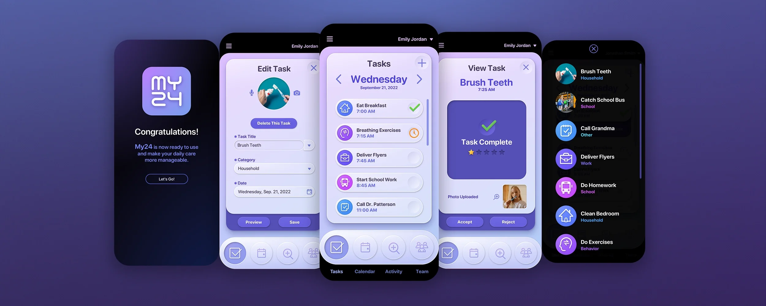 AUTISM & SPECIAL NEEDS CAREGIVER TASK MANAGEMENT Mobile App UI/UX Design