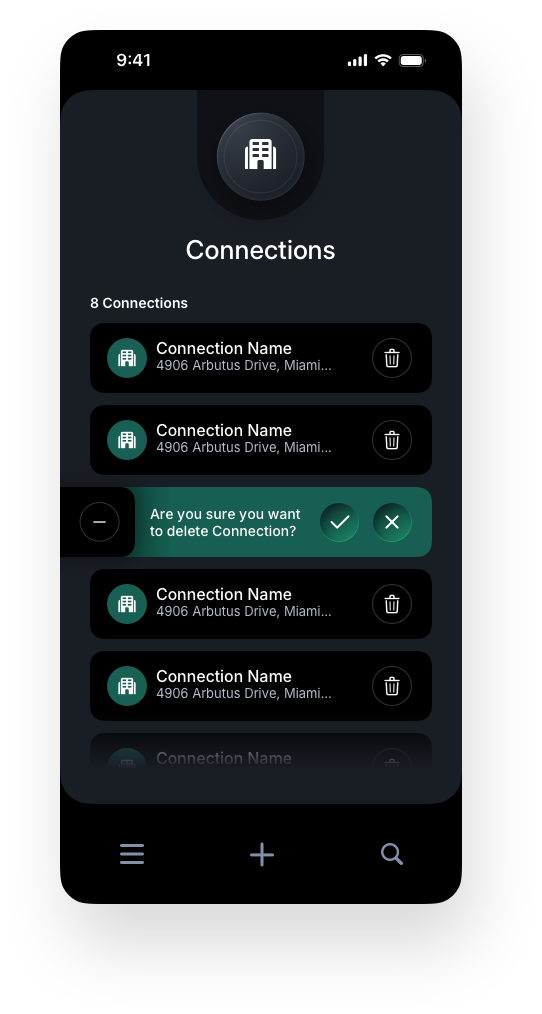 Fintech Mobile UI/UX Design - Connections Delete State - Web App by The Skins Factory