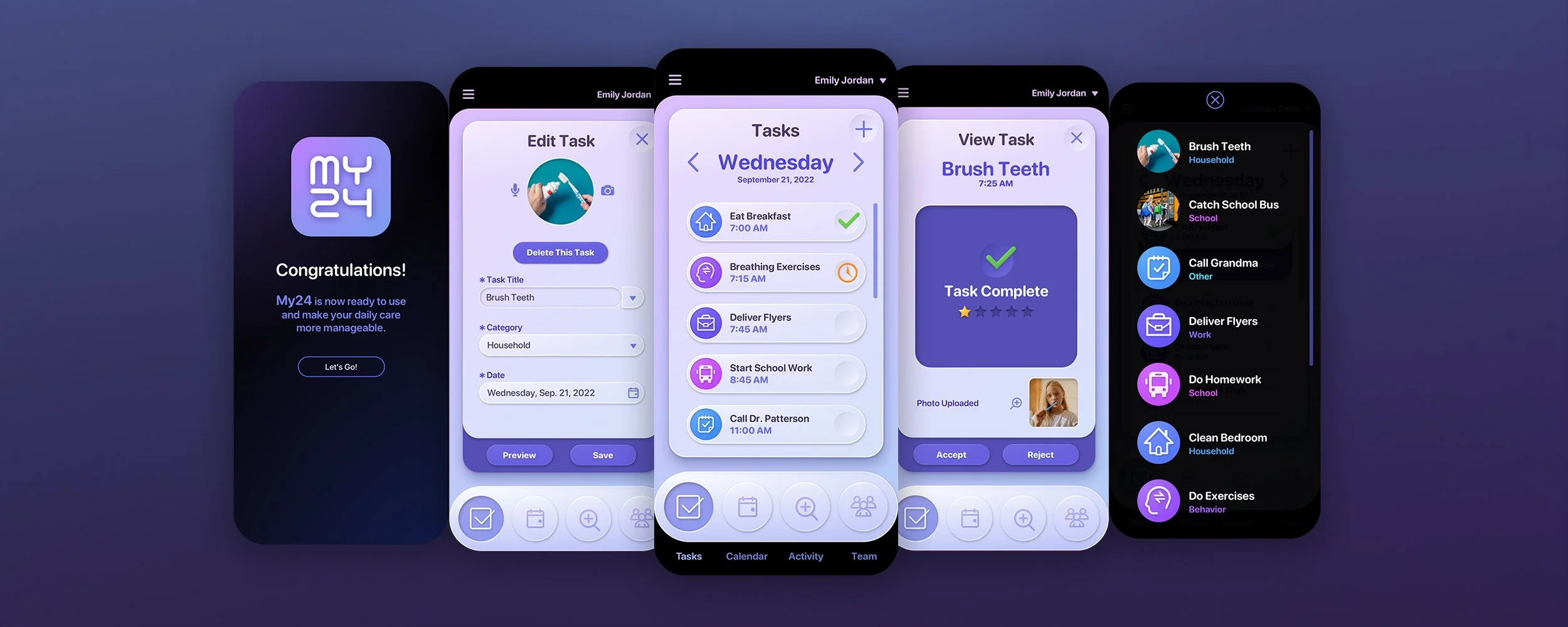 MY24 Special Needs Caregiver Task Mobile App UI UX Brand Web 