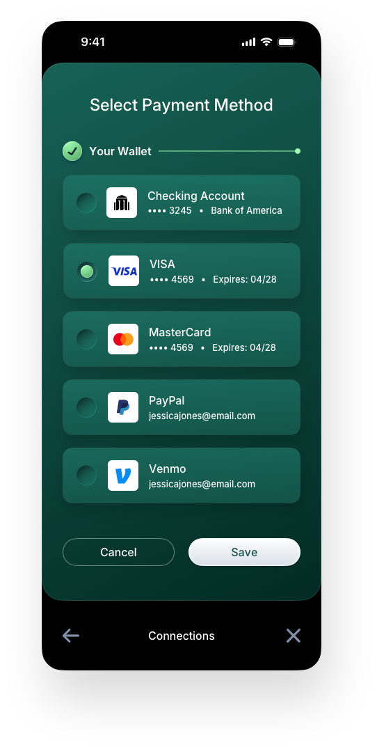 Fintech Mobile UI/UX Design - Connections Edit Payment Method - Web App by The Skins Factory