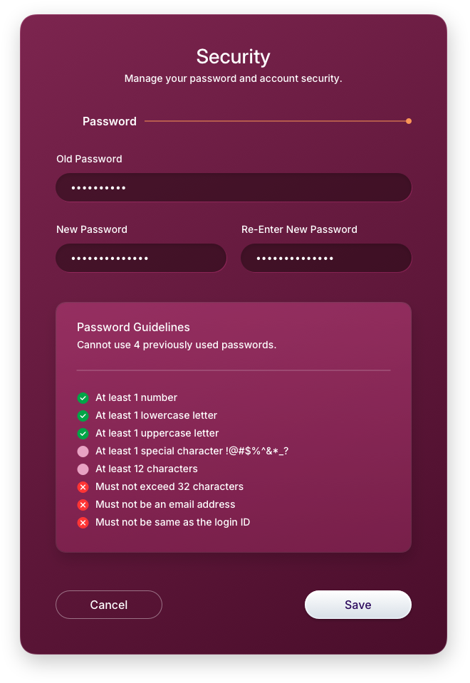 Fintech UI/UX Design - Profile - Security Panel - Web App by The Skins Factory