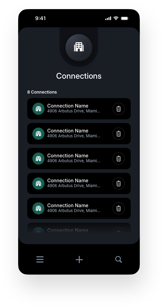 Fintech Mobile UI/UX Design - Connections Main Screen - Web App by The Skins Factory