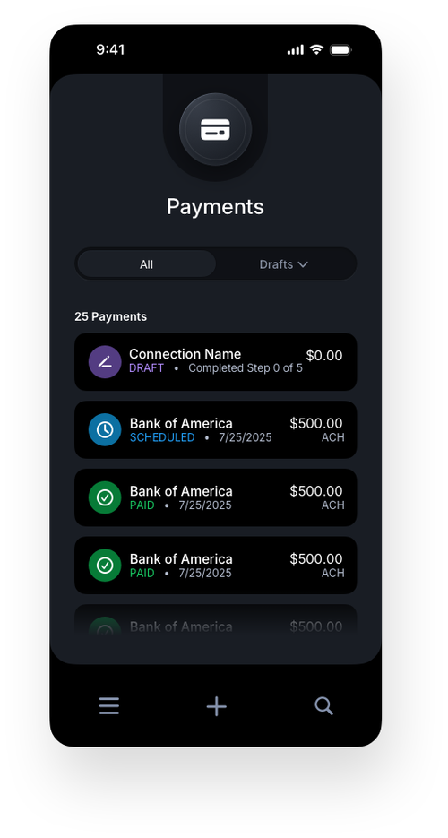Fintech Mobile UI/UX Design - Payments Screen - Web App by The Skins Factory
