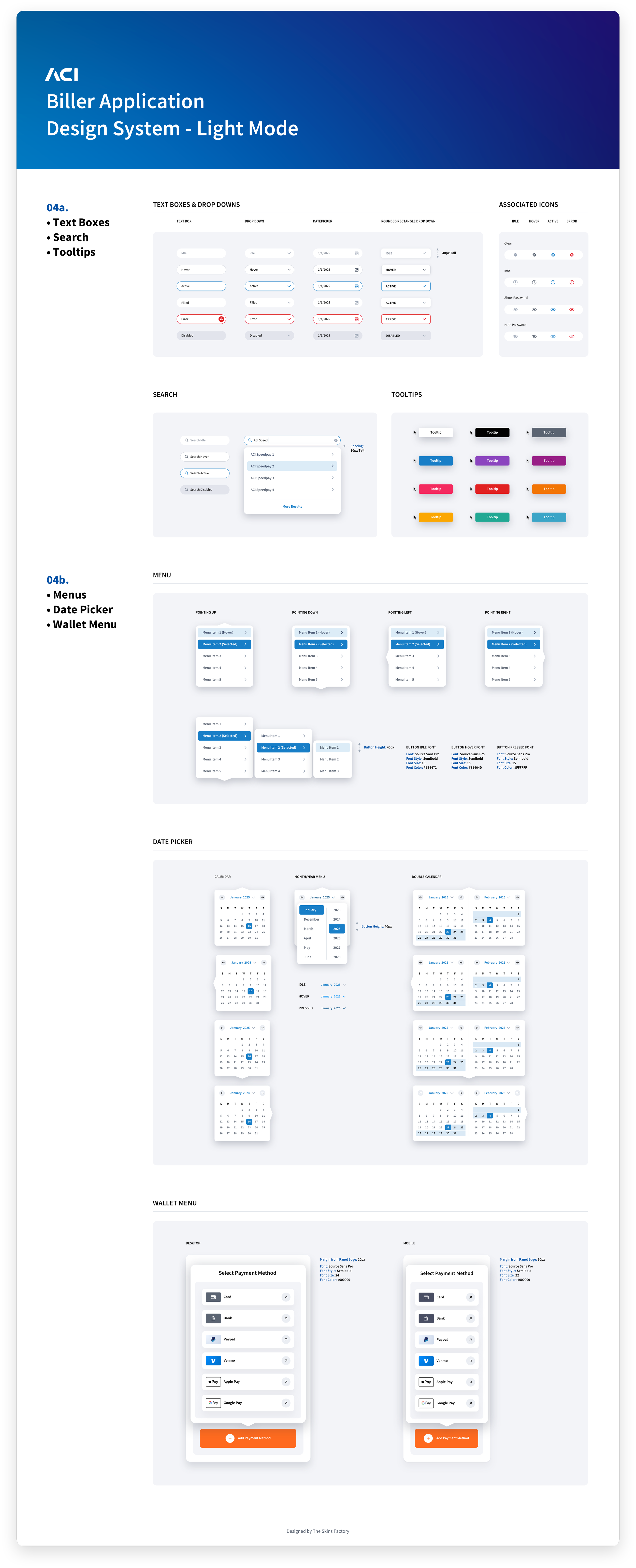 A fintech design system's text boxes in light mode designed by The Skins Factory