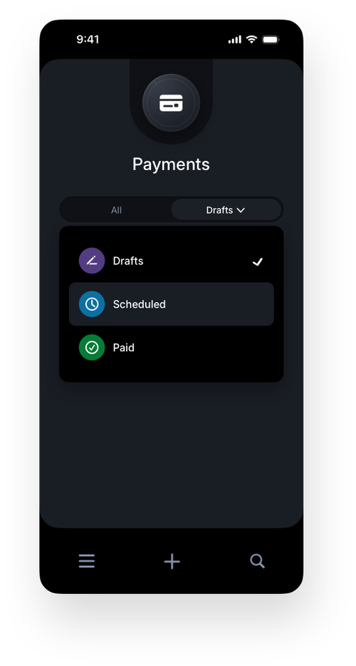 Fintech Mobile UI/UX Design - Payments Tab Menu - Web App by The Skins Factory