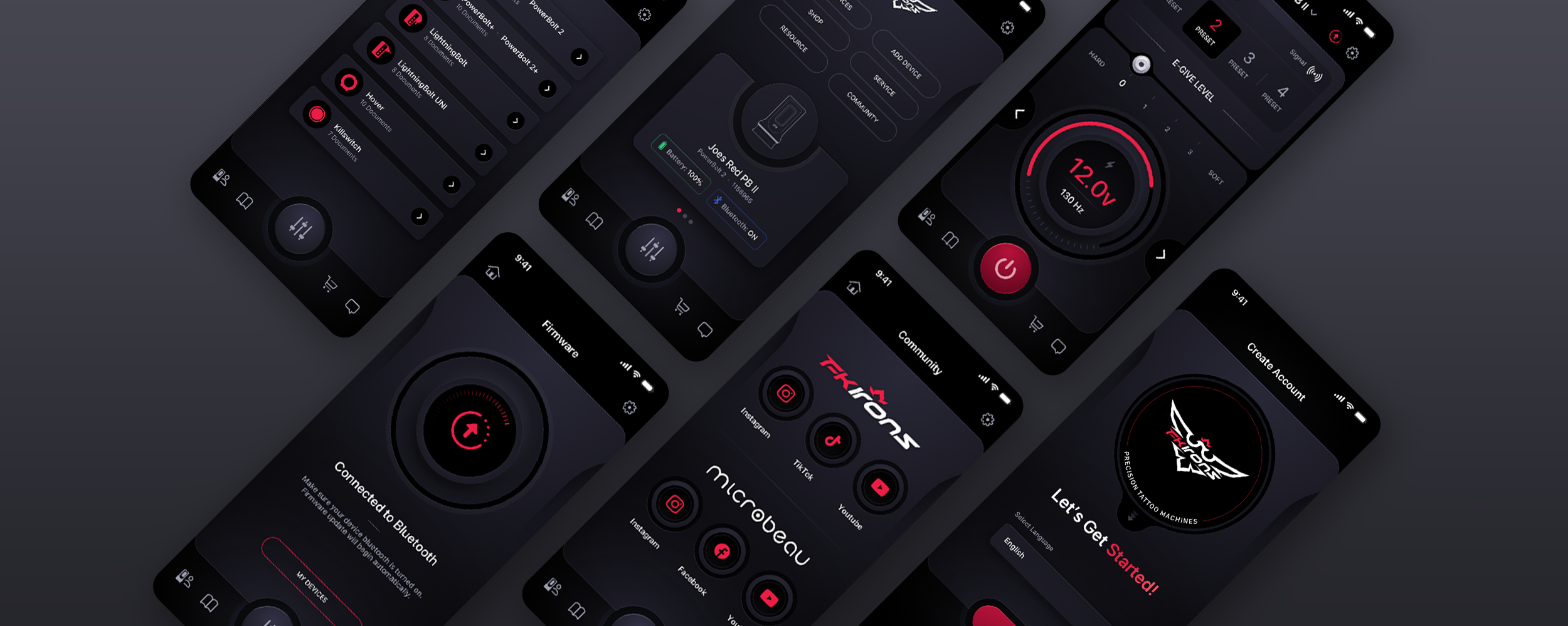 FK Irons Tattoo Machine Control Mobile App UI UX Design