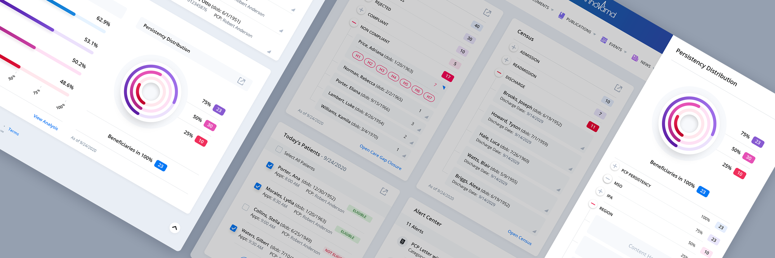 Modular enterprise dashboard interaction design showing expandable panels and detailed interface workflows