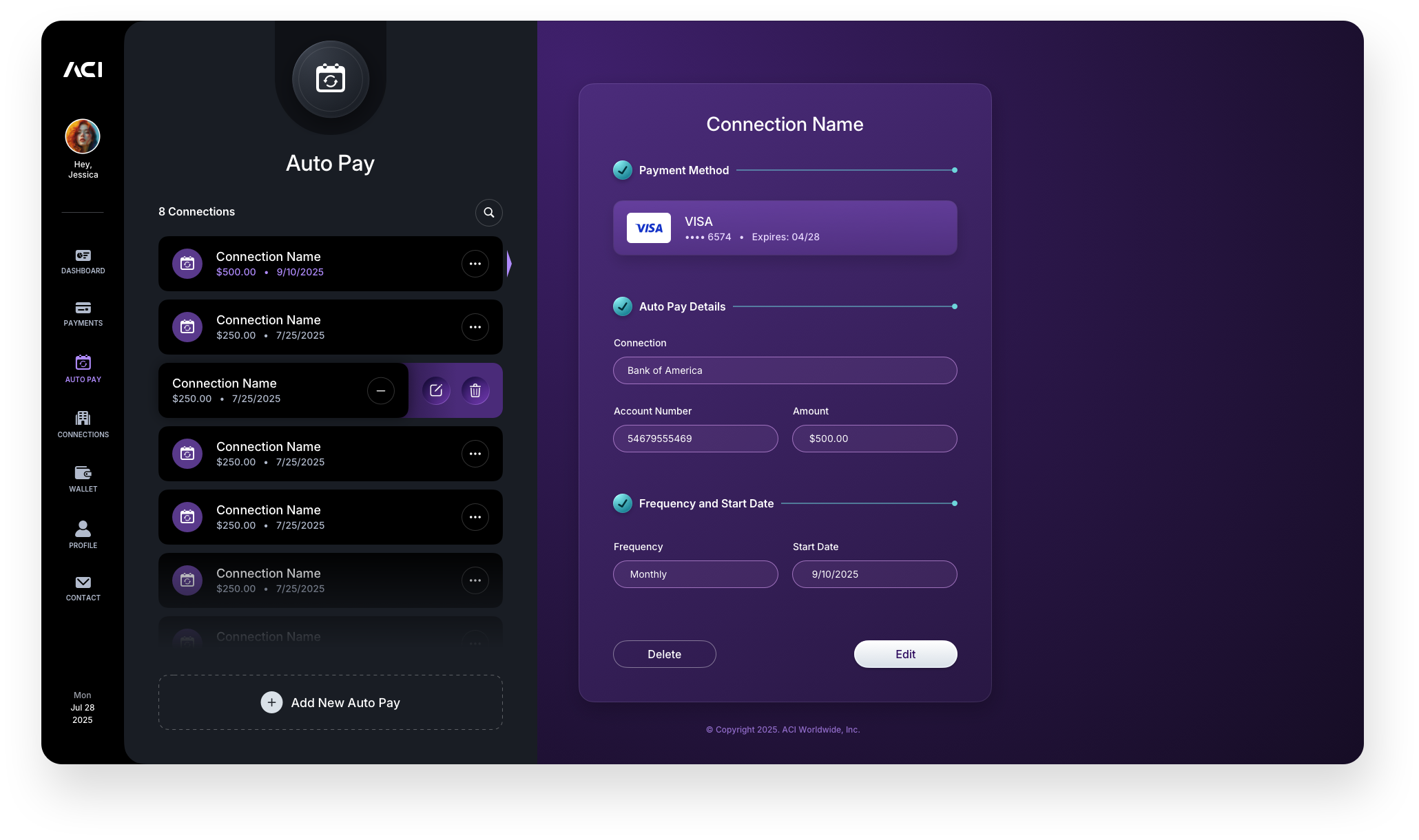Fintech UI/UX Design - AutoPay - Row Functionality Reveal Actions - Web App by The Skins Factory