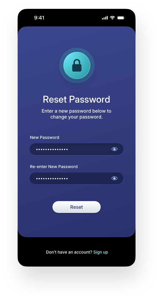 Fintech Mobile UI/UX Design - Reset Password Screen - Mobile Web App by The Skins Factory