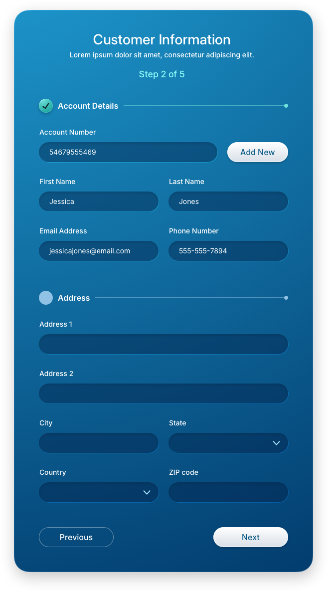 Fintech UI/UX Design - Make a Payment - Customer Information Panel - Web App by The Skins Factory
