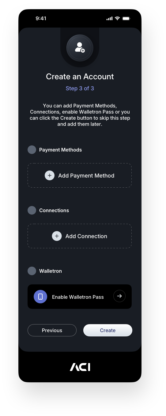 Fintech Mobile UI/UX Design - Create an Account Step 3a Screen - Mobile Web App by The Skins Factory