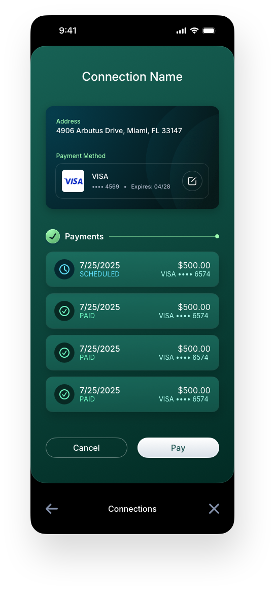 Fintech Mobile UI/UX Design - Connections Connection Selected - Web App by The Skins Factory