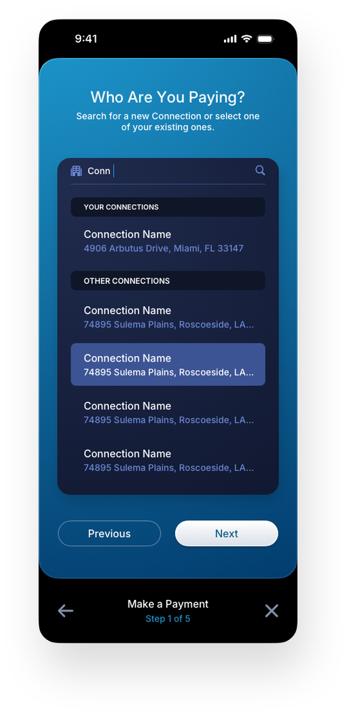 Fintech Mobile UI/UX Design - Step 1 Live Search - Web App by The Skins Factory