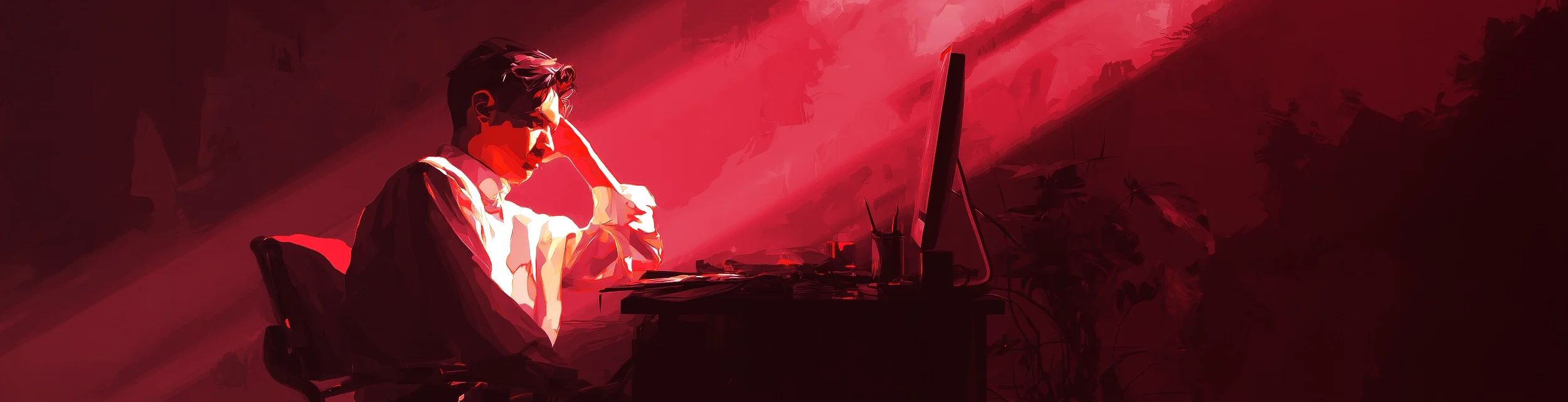 UX Designer illustration sitting at her computer