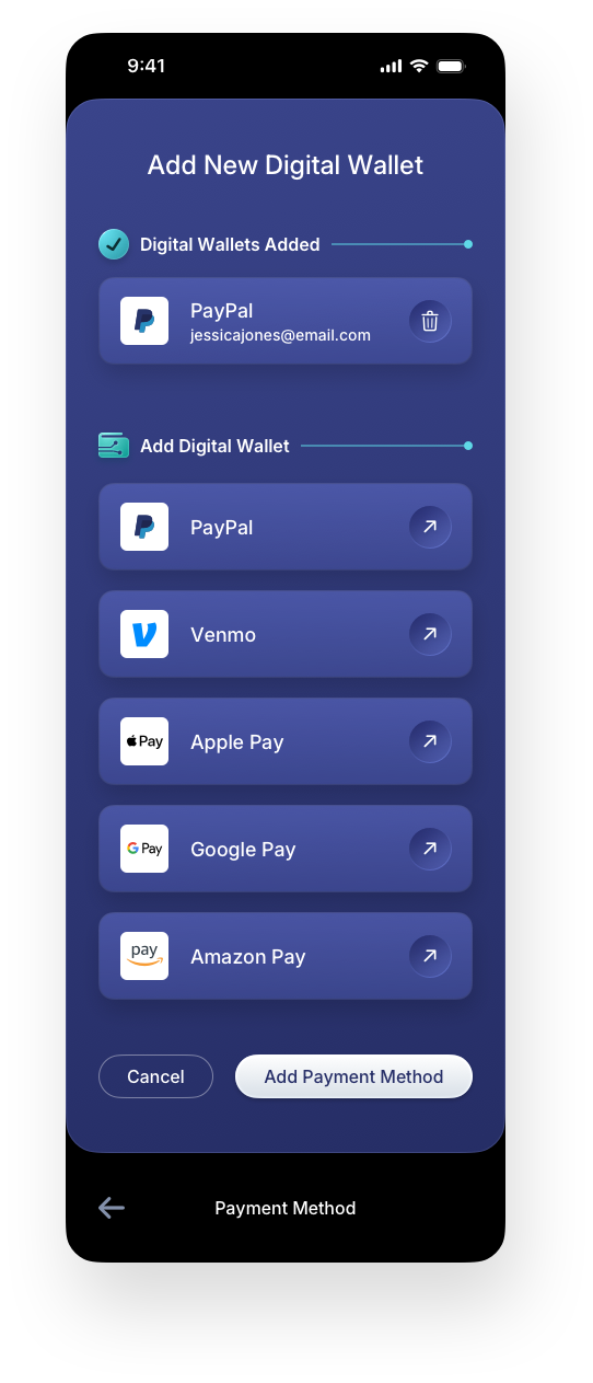 Fintech Mobile UI/UX Design - Create an Account Add Digital Wallet Screen - Mobile Web App by The Skins Factory