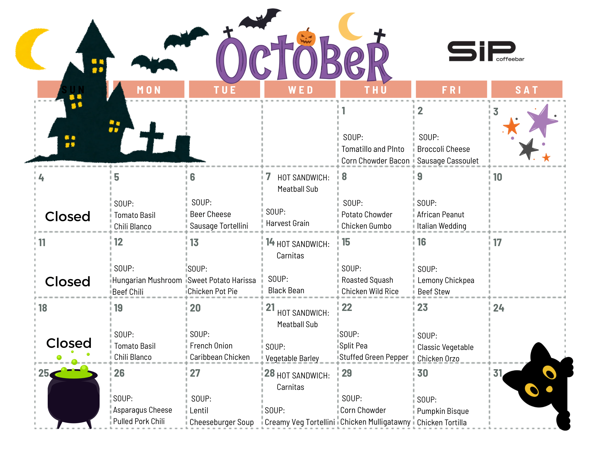 Sip soup calendar