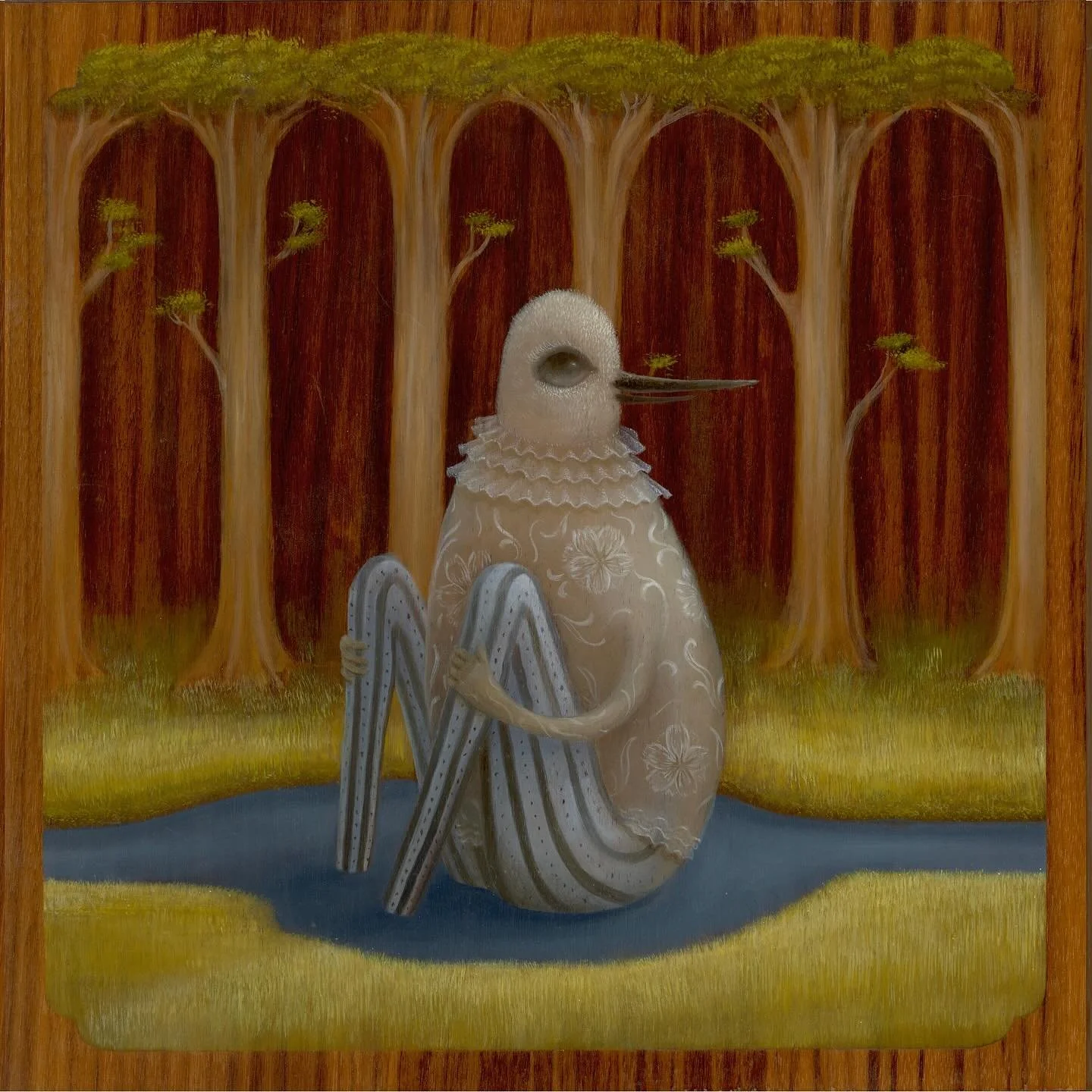 &ldquo;The Secret Creek&rdquo; (or, Con Oreja y Pelusa en el Bosque Los Chorrillos) 2024
- Oil on birch triptych &ndash; 13&rdquo;x13&rdquo; each.

Wooden panels once forgotten, turned into a small world of water, trees and friendship 😸

#lucasaokia