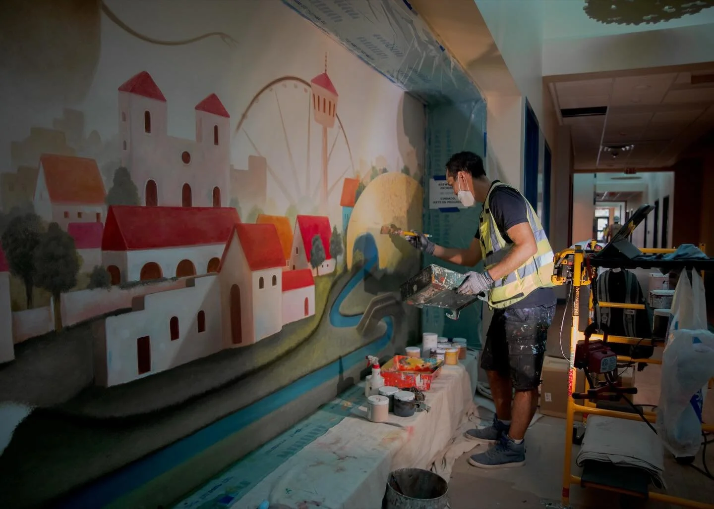 Here&rsquo;s my other mural for the little ones at the South Education Center in San Antonio!! 🎊🎉
 Made possible by 👉 @GetCreativeSA and @bridgeprojects 🙏🙏🙏

Progress shots: @petermichaelimg 🙏💪

#GetCreativeSA #PublicArt #SanAntonioArt #SATX 