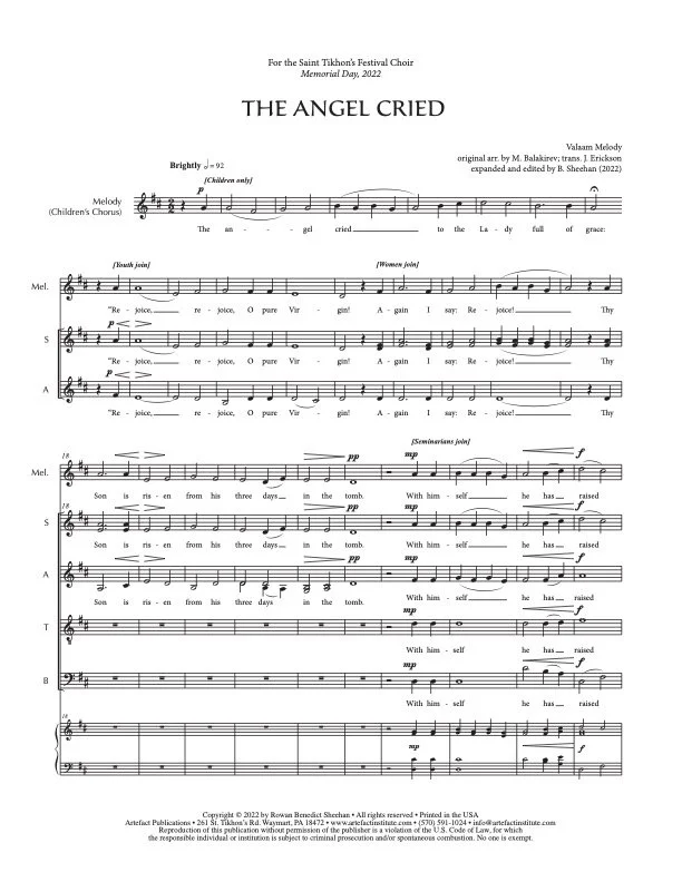 The Angel Cried Digital Score — artefact