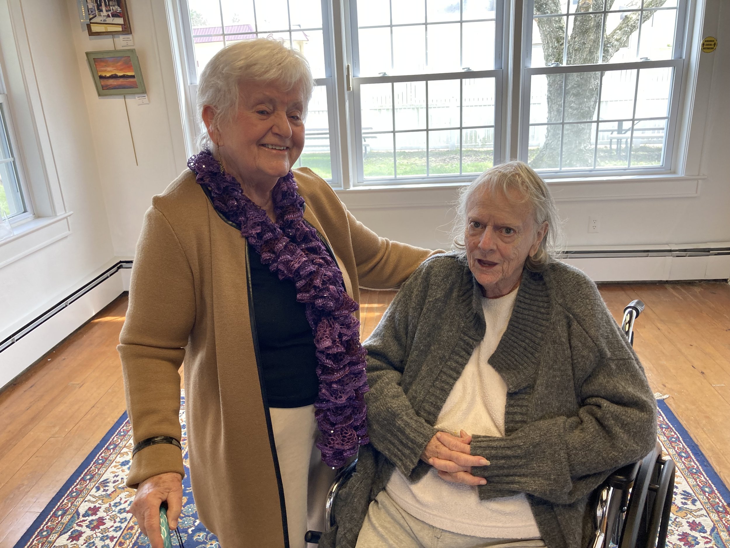 Co-Op Artist Marge Bradach welcomes a Gull Creek visitor