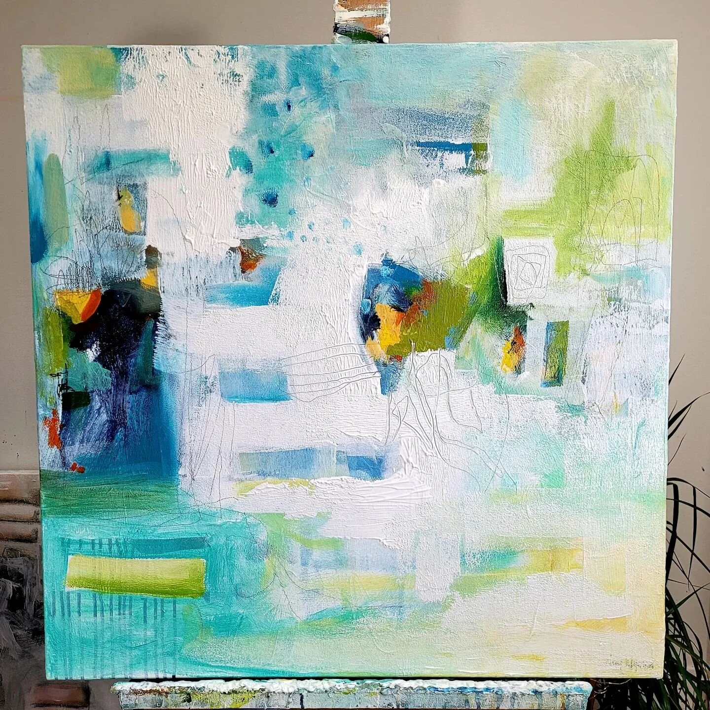 Fresh off the easel! 
.
'Well Connected'
36x36 acrylic and graphite on canvas 
$1950 Canadian (approx $1530 USD) 
DM to purchase 💕
.
.
#abstractlovers #abstractpainting #abstractexpression #bigart #emergingart #collectart #squareart #artgallerys #ni