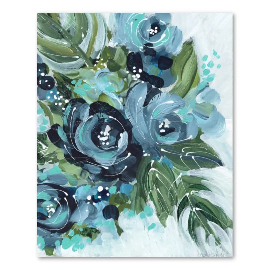 Artist Nikol Wikman is painting an abstract artwork on a canvas with various colors and brushstrokes.
