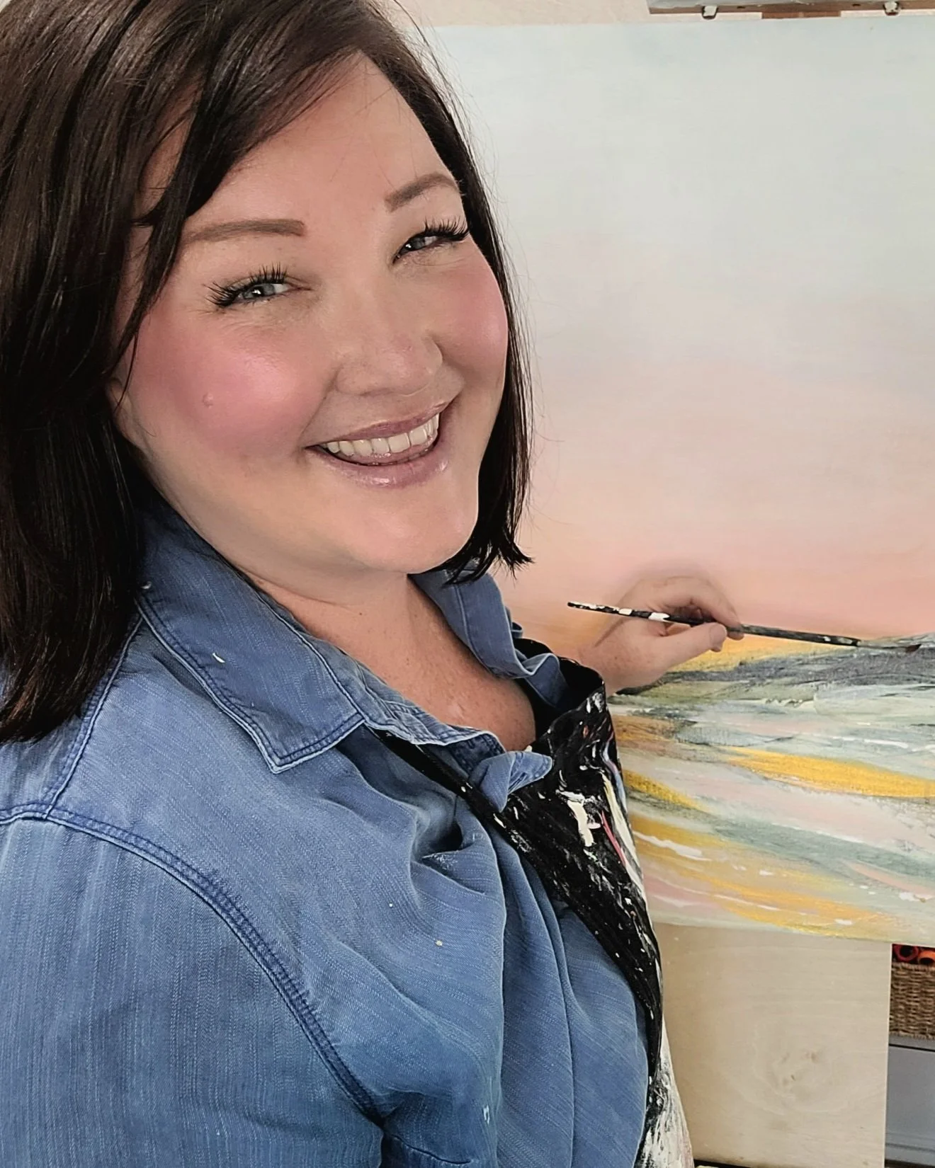 Abstract landscape painting class online painting lessons — Nikol