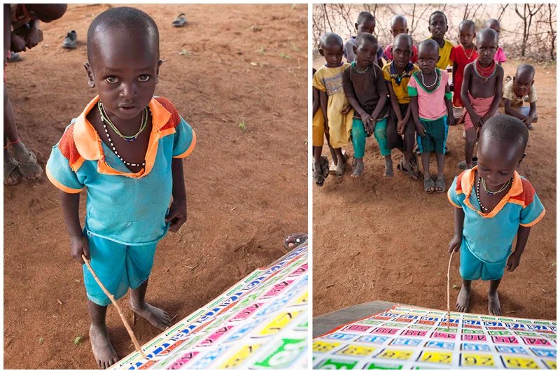 Each child comes to the front of the class, and using a stick, point to each number, leading the class as they chant the numbers out loud.
