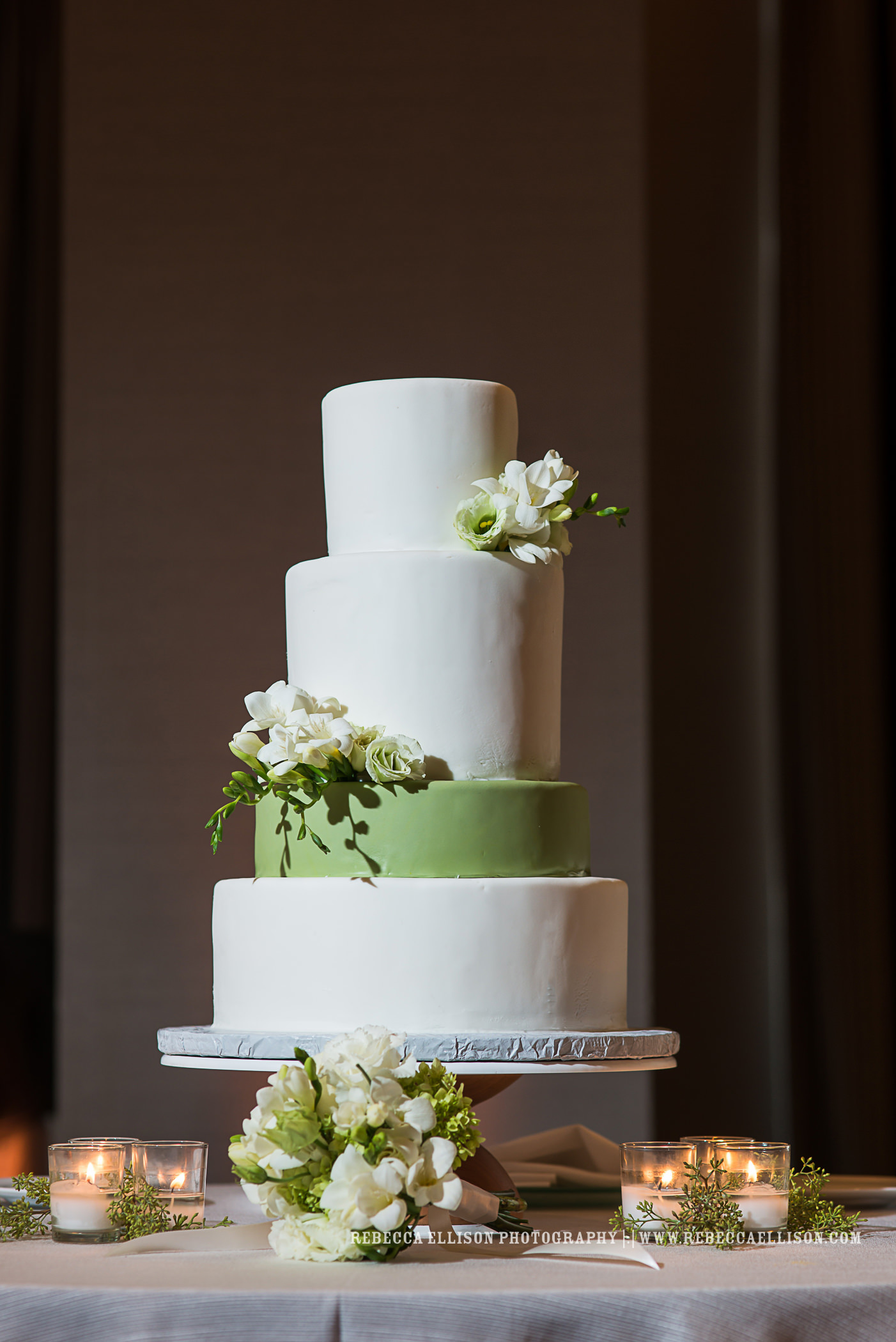 Cake Decorated with White Freesia