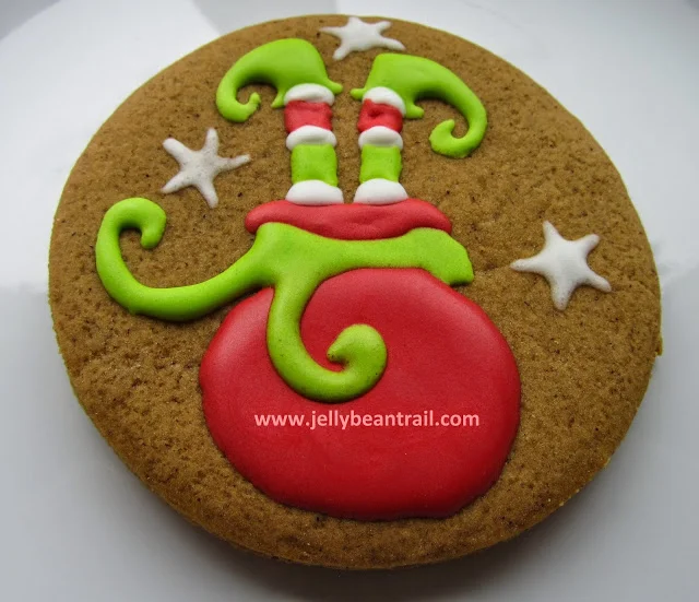 elf legs in a santa sack gingerbread man cookies jellybeantrail.jpg