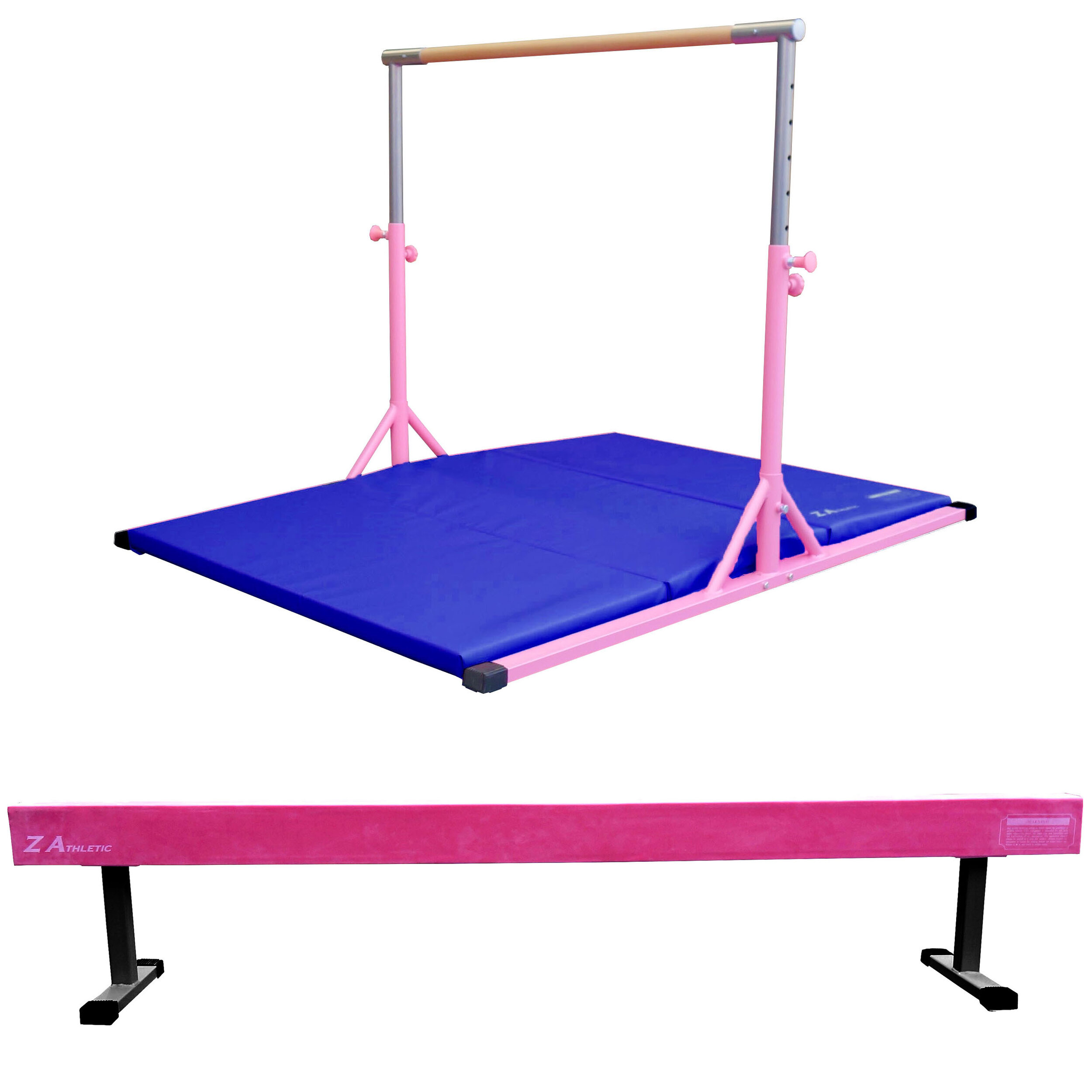 Tan/Pink/Purple Z-Athletic Gymnastics Off Ground Training Balance Beam 