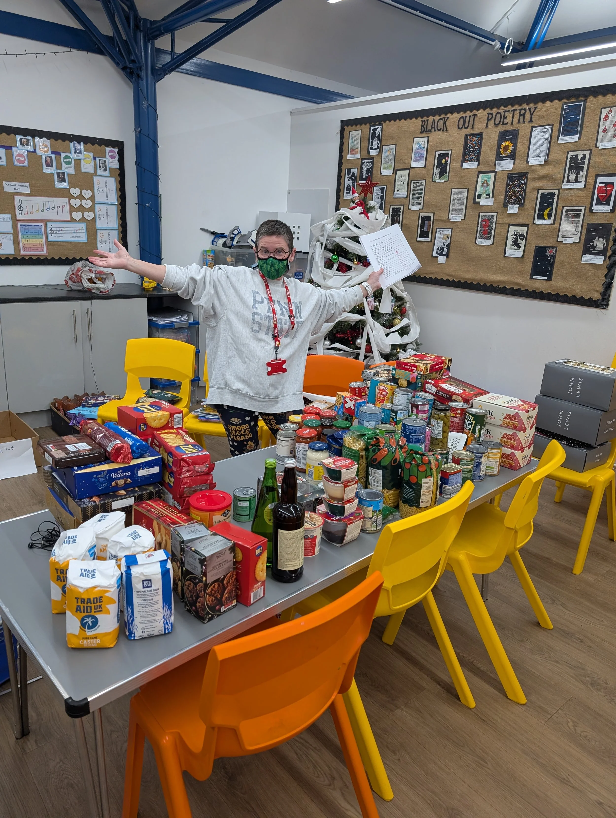 The community collected an incredible range of goods to support Hope Against Poverty with seven hampers.