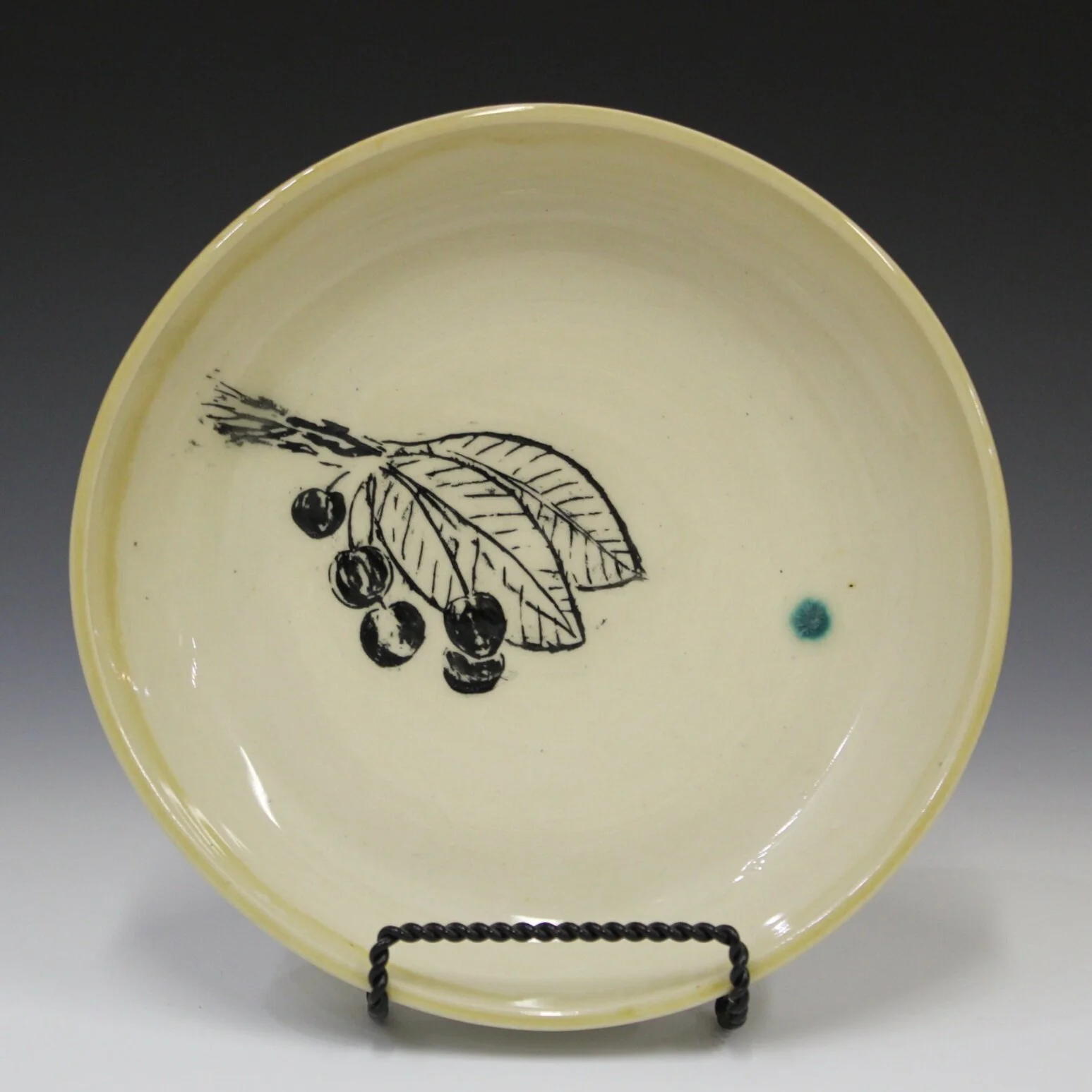 Tending Abundance Garden Plate — Sour CherryPorcelain, Mishima Carving 2021
