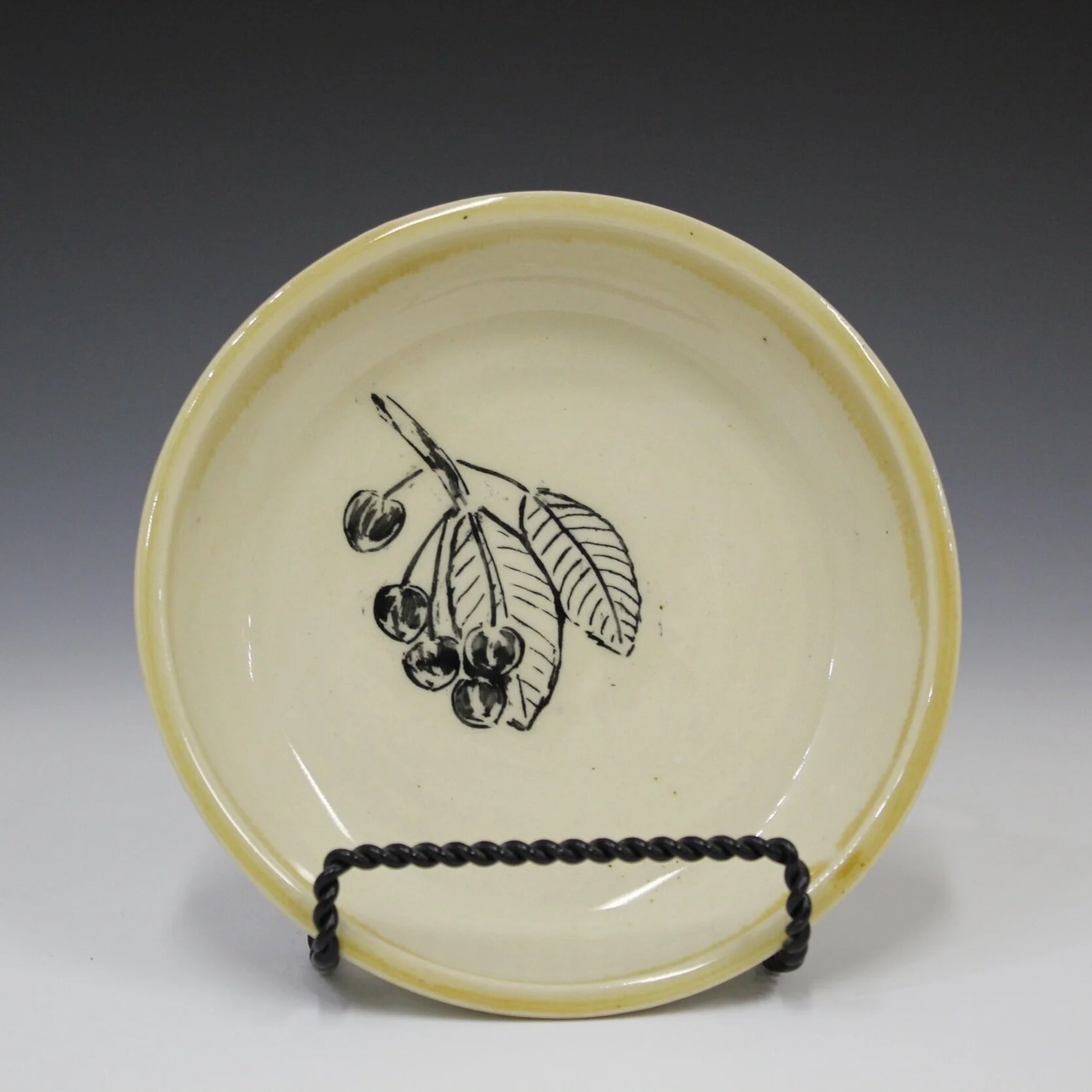 Tending Abundance Garden Plate — Sour CherryPorcelain, Mishima Carving 2021